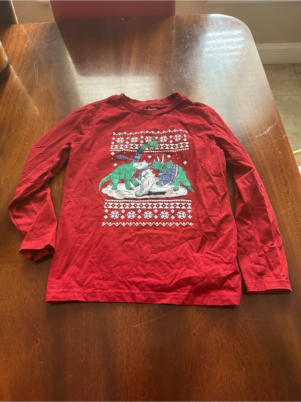 Kids Tommy Bahama Holiday Dinosaur Long-Sleeve Graphic T-shirt Pressed When Sold